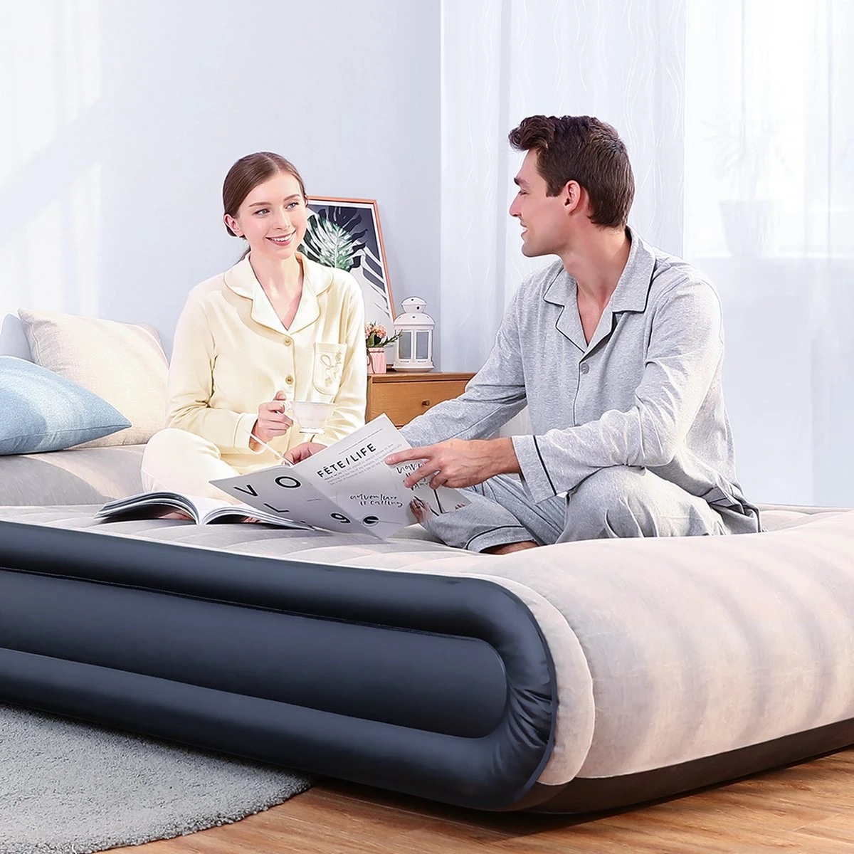 Sable Luxe Queen Size 2 Persoons Luchtmatras Met Ingebouwd Kussen, Opblaasbaar Luchtbed Met Ingebouwde Elektrische Pomp Voor Kamperen, Reizen Of Overnachtende Gasten Of Festival - Afbeelding 4