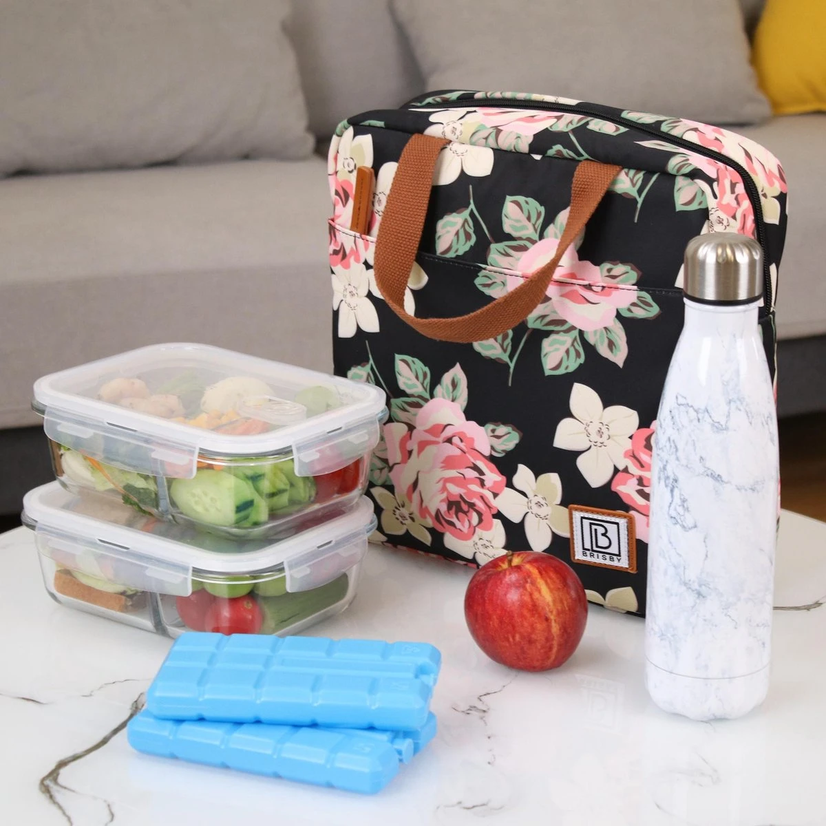 Brisby 4 Laags Geïsoleerde Koeltas - Lunchtas 7 Liter - Bloemetjes - Afbeelding 3