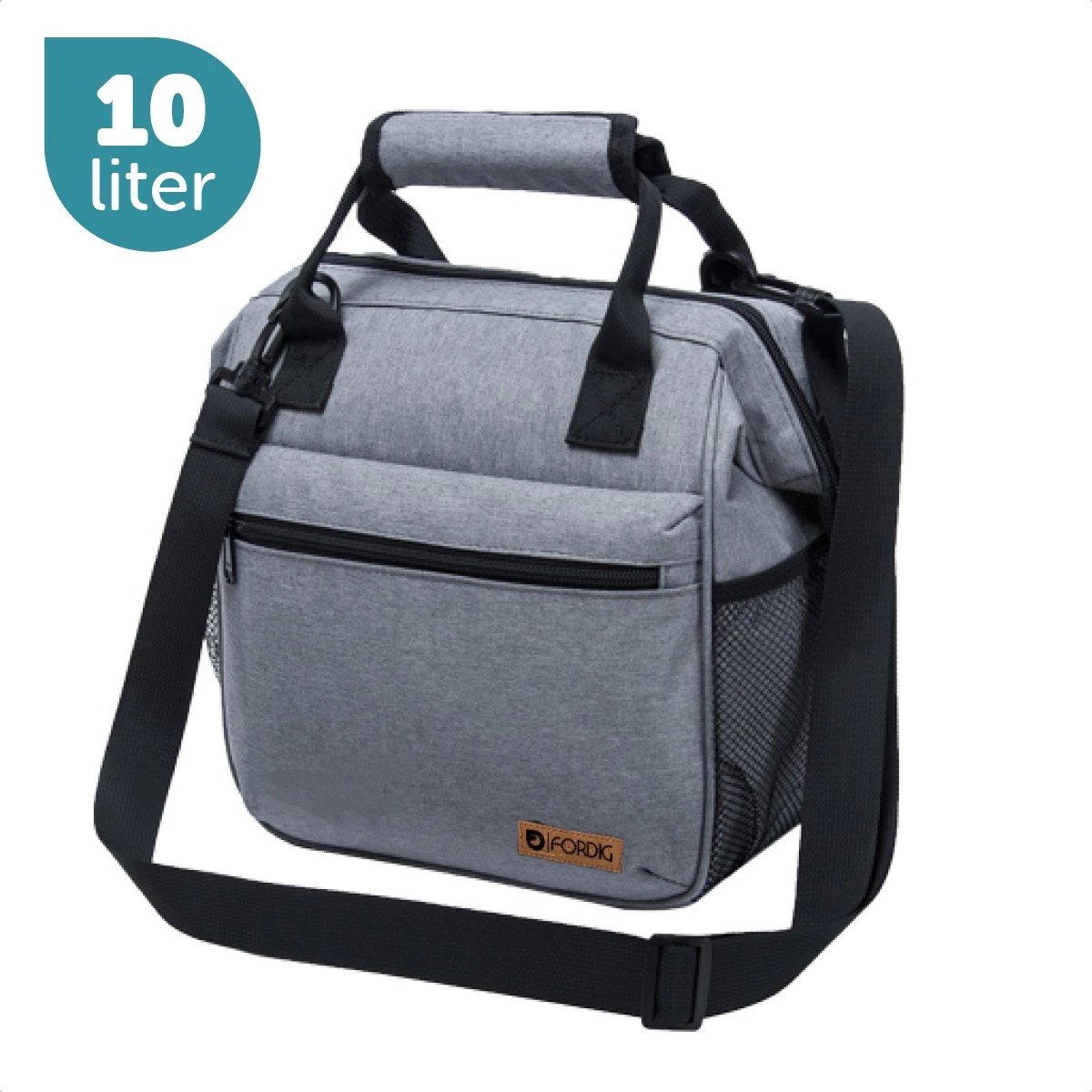 ForDig Lunchtas Grijs - Koeltas Gemaakt Van 600D Polyester Met PEVA-Voering - Ruimte Voor Lunchtrommel / Snacks / Blikjes - Koel Tas Met Mesh Opbergruimtes En Ruimte Voor Bestek - Lunch Tas Cool Bag - Coolerbag - Kleine Cooler