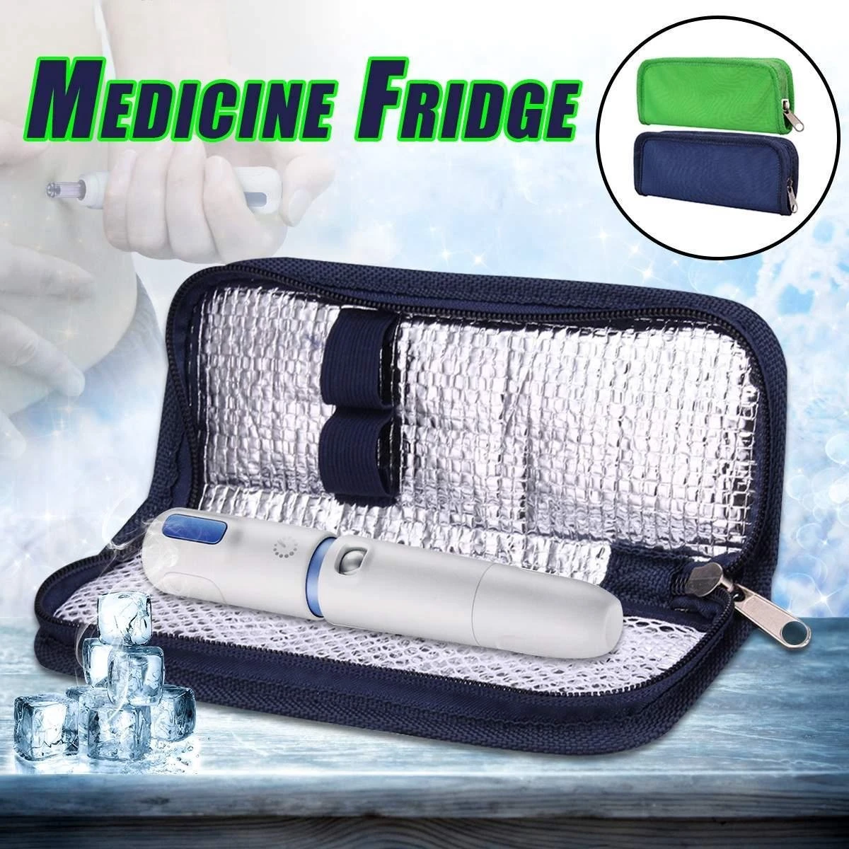 Merkloos Diabetes Koeltas - Blauw - Koeltas- Diabetes Etui - Insuline Spuiten - Reis Etui - Insuline Koeltas - Afbeelding 4