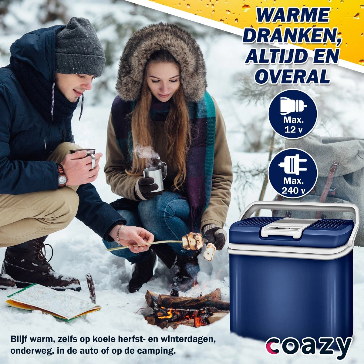 Coazy Koelbox 24L Elektrisch 12v 230 Volt - Met ECO Modus Voor Auto & Camping - Elektrische Frigobox Klein - Verkoelt En Verwarmt - Eco Modus - MiniBar - Electrische Mini Koelkast - Afbeelding 6