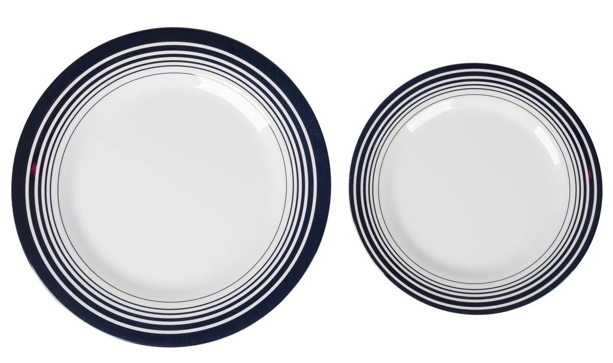 Bo-Camp - Servies - Classic - 16-Delig - Wit/Navy - Afbeelding 5