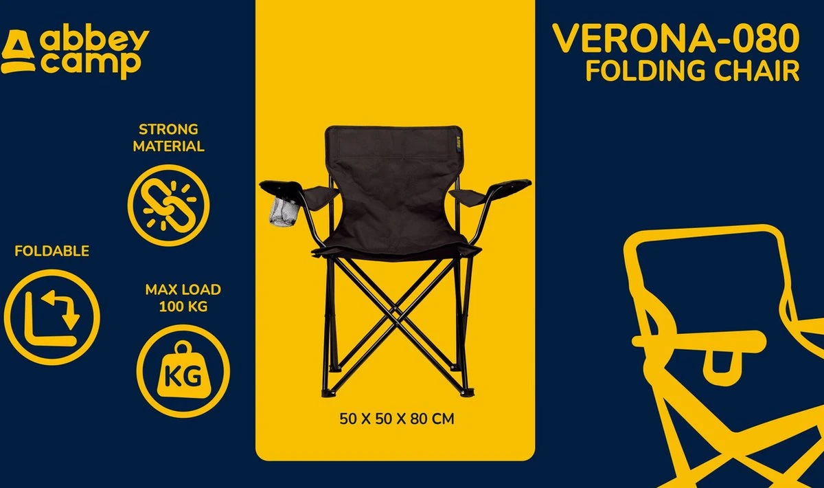 Abbey Camp Campingstoel - Vouwstoel - Zwart - Afbeelding 6