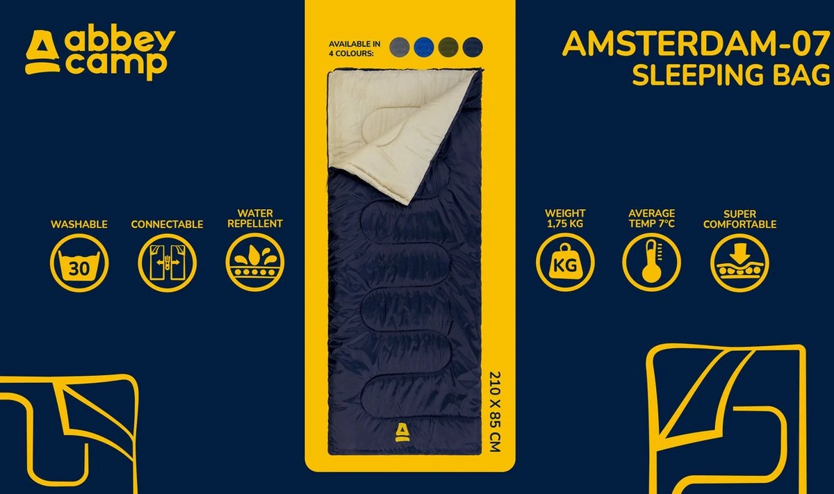 Abbey Camp Slaapzak Amsterdam-07 - Dekenmodel - 210 X 85 Cm - Kobalt - Afbeelding 6