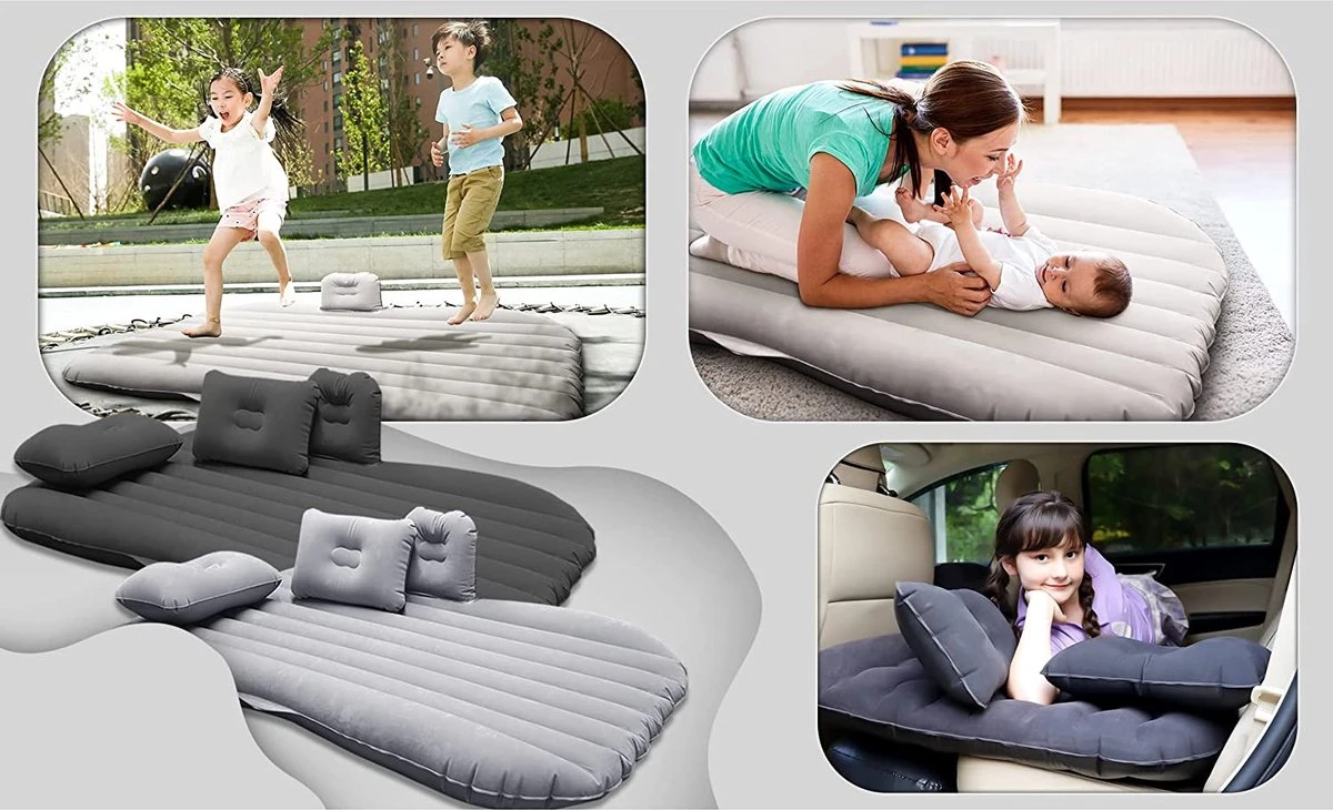 Opblaasbaar Matras Voor In De Auto, Opblaasbaar Bed, Opvouwbaar, Comfortabele Autostoel, Automatras Met Elektrische Luchtpomp En 3 Adapters, 2 Kussens En Draagtas, Voor Camping, Reizen (zwart)