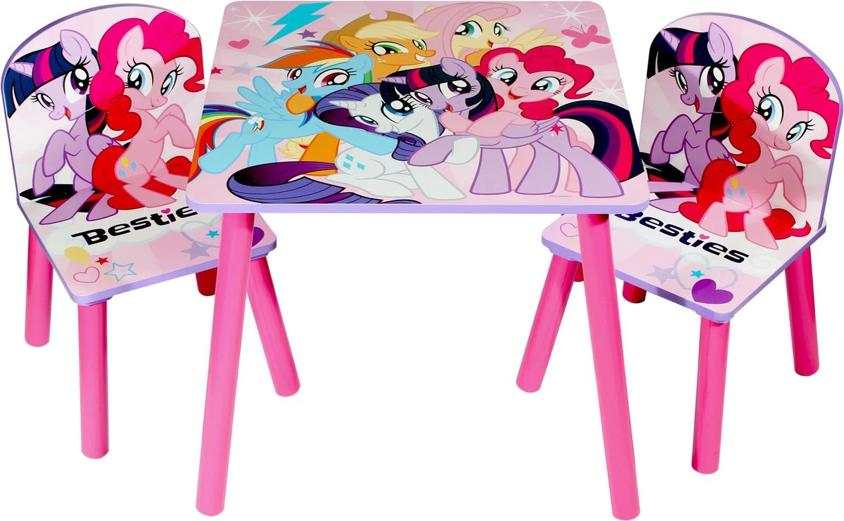 My Little Pony Houten Tafel Met 2 Stoeltjes