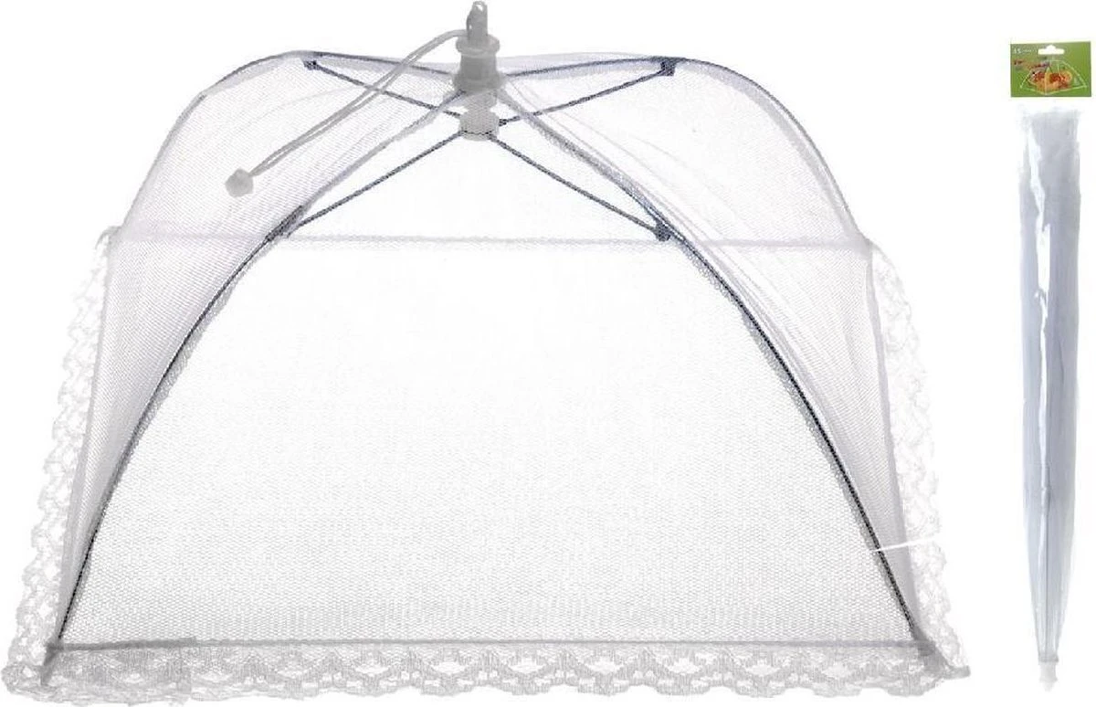Merkloos Opvouwbaar Vliegennetje / Vliegenkapje 45 X 45 Cm - Hoogte 20 Cm - Afbeelding 3