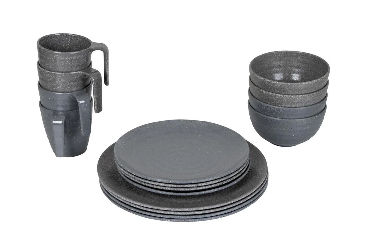 Bo-Camp Campingservies - 100% Melamine - 16-delig - Stone - Grijs - Afbeelding 3