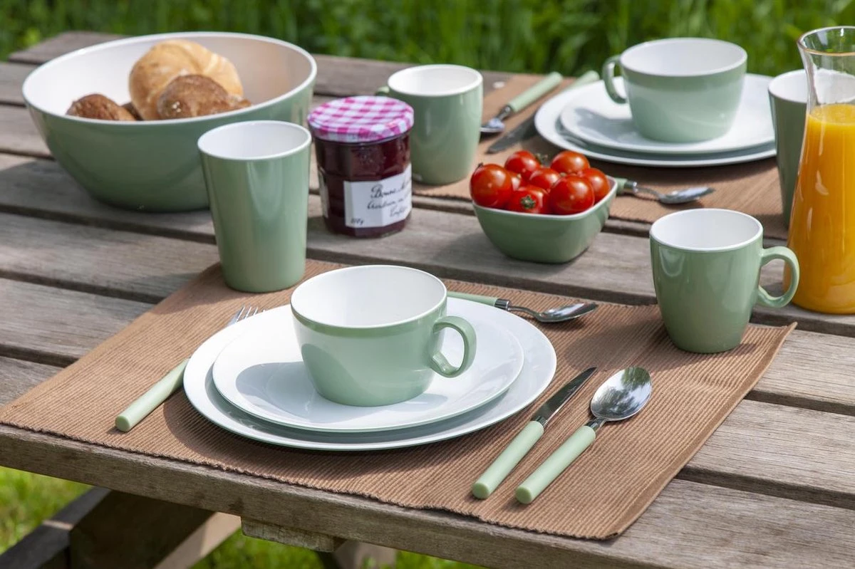 Bo-Camp Servies - Campingbord - 100% Melamine - 16-delig - Groen - Afbeelding 5