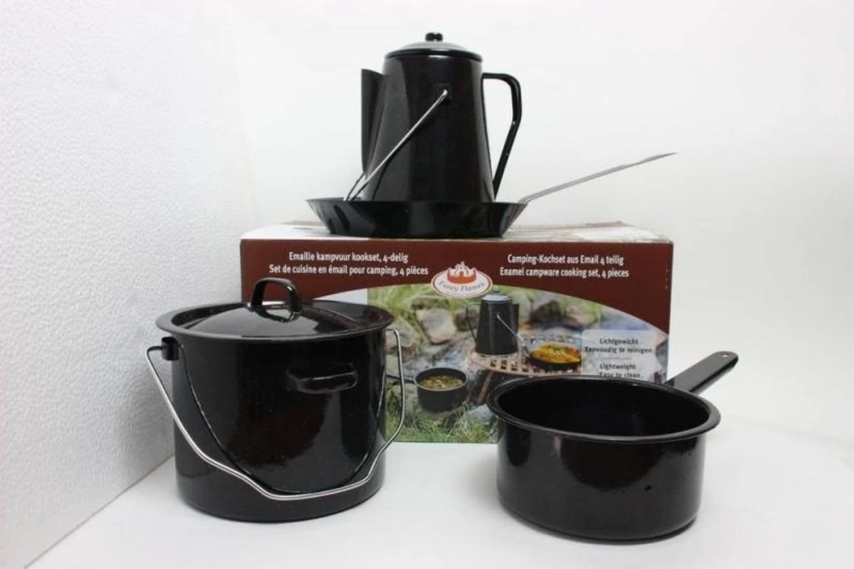 ESSCHERT DESIGN Pannenset Kampvuur - 4 Delig - Outdoor - Metaal - Afbeelding 2