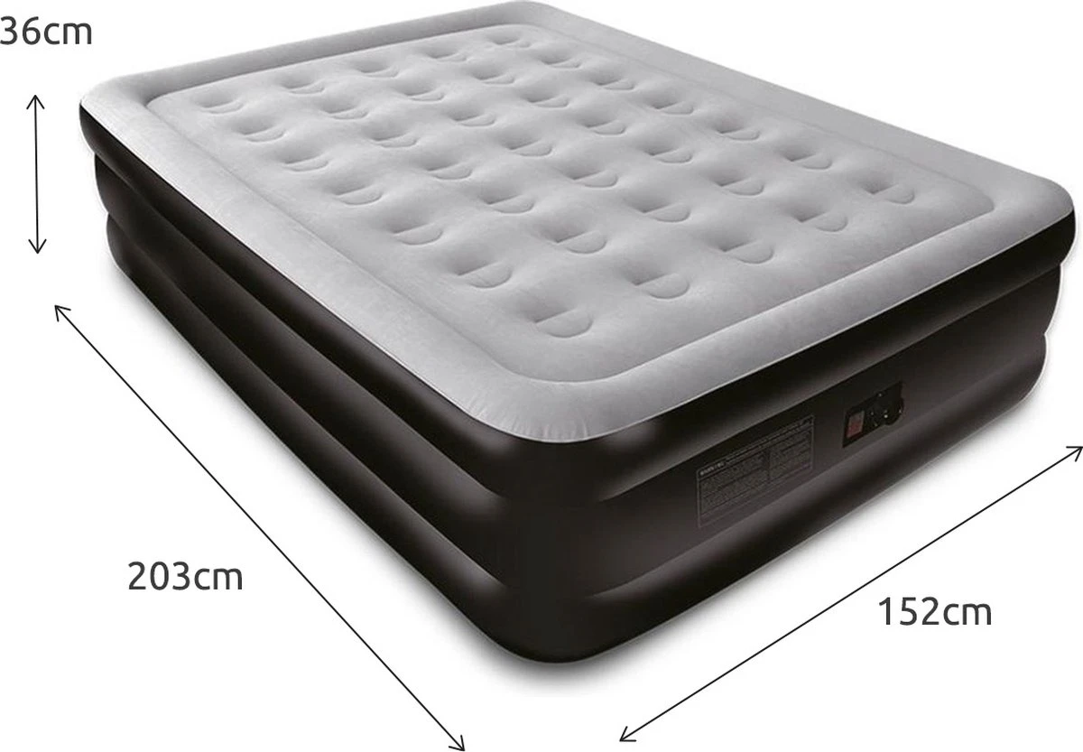 BluMill Luchtbed - 2-persoons - Ingebouwde Pomp - 203x152x36 Cm - Duurzame Keuze - Afbeelding 2