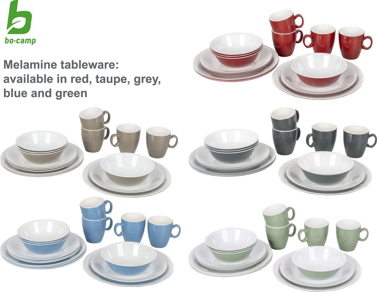 Bo-Camp Servies - Campingbord - 100% Melamine - 16-delig - Grijs - Afbeelding 5
