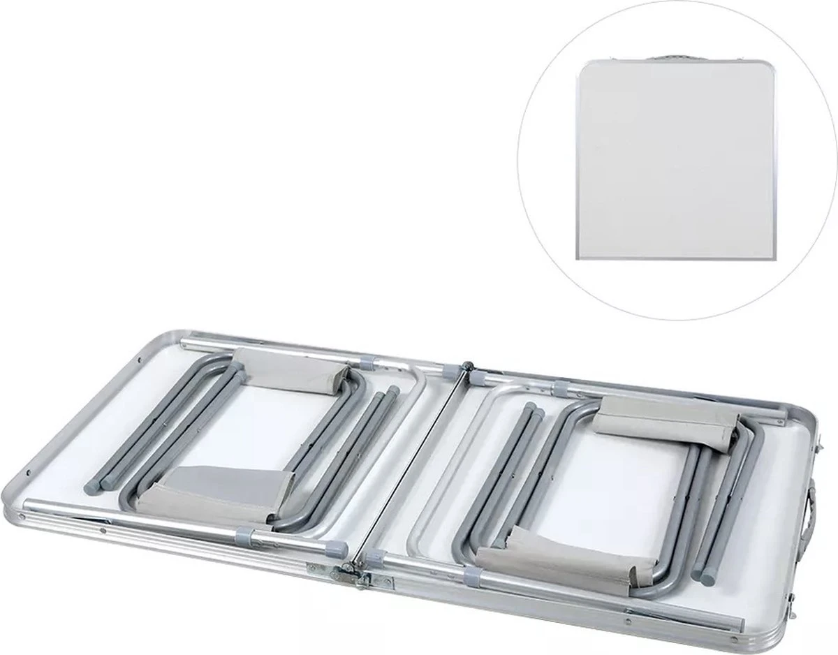 Merkloos Campingtafel - Opklapbaar - 75 X 55 X 70 Cm - Compact - Met Handvat - Afbeelding 2