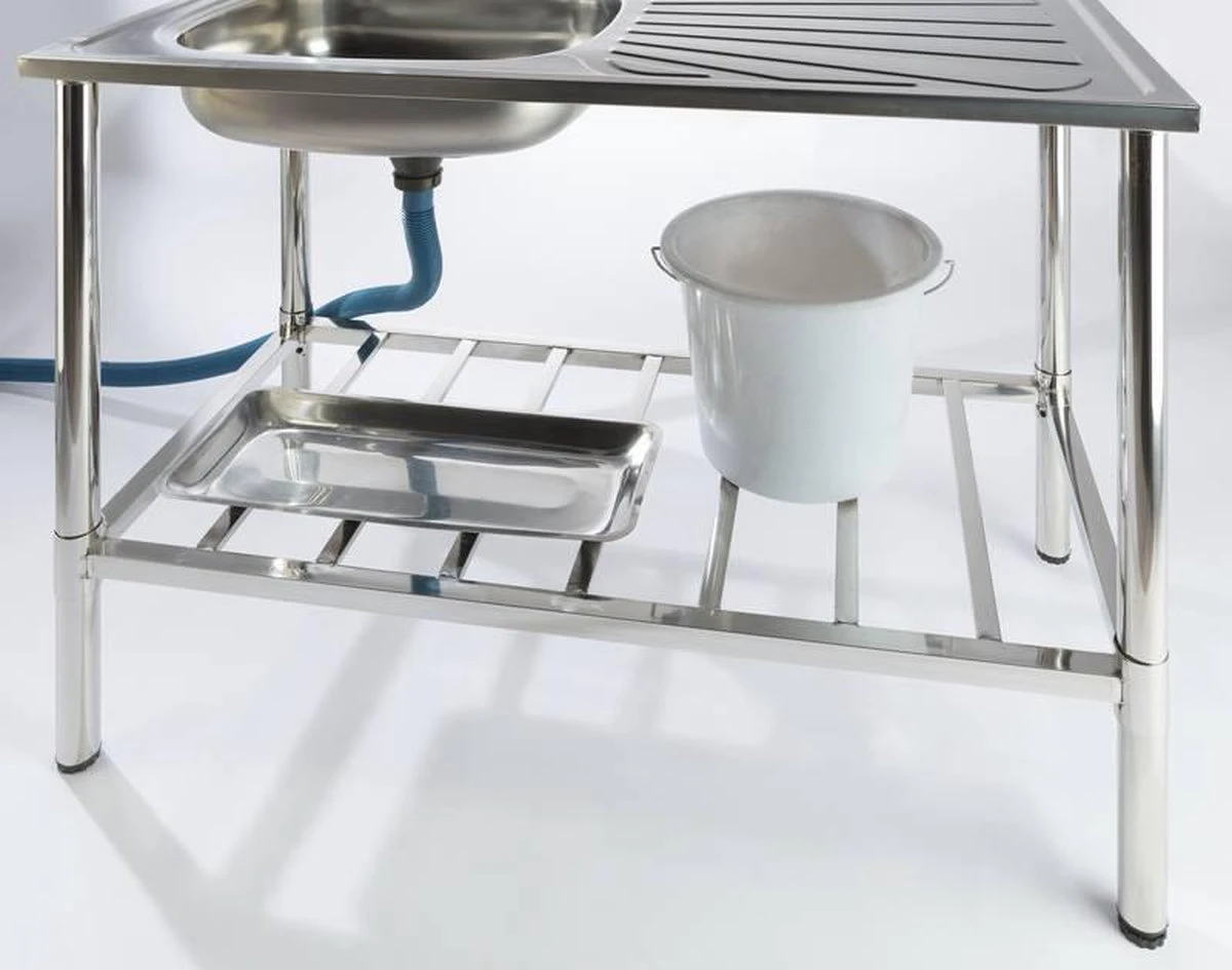 Camping/Outdoor Inox Tafel Met Gootsteen Lavabo En Kraan 100x77x50cm - Afbeelding 3