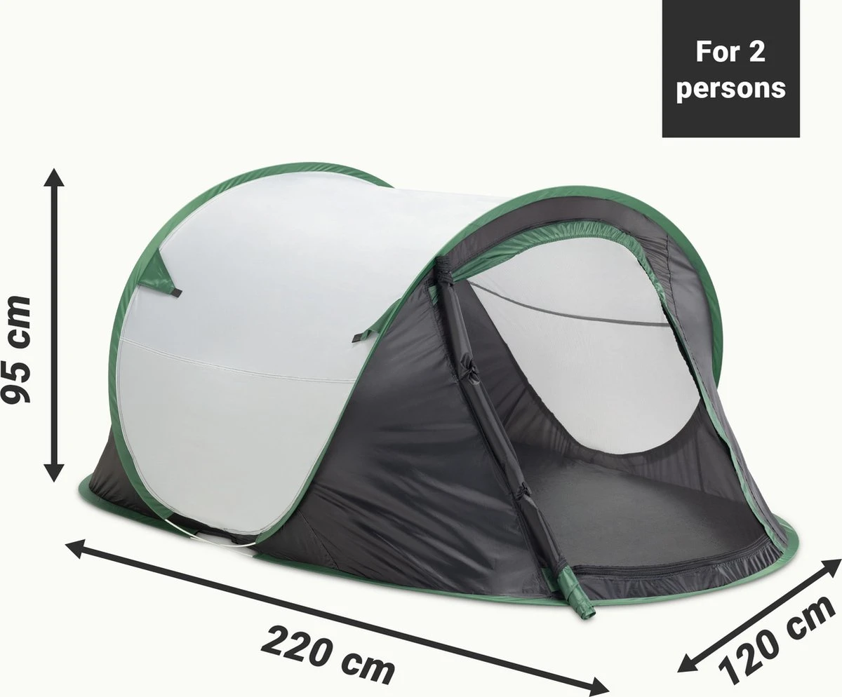 JEMIDI Tweepersoons Pop-up Tent - Opgooitent, Werptent Voor 2 Personen - Ideaal Als Festivaltent Of Kampeertent - Verschillende Kleuren - Afbeelding 15