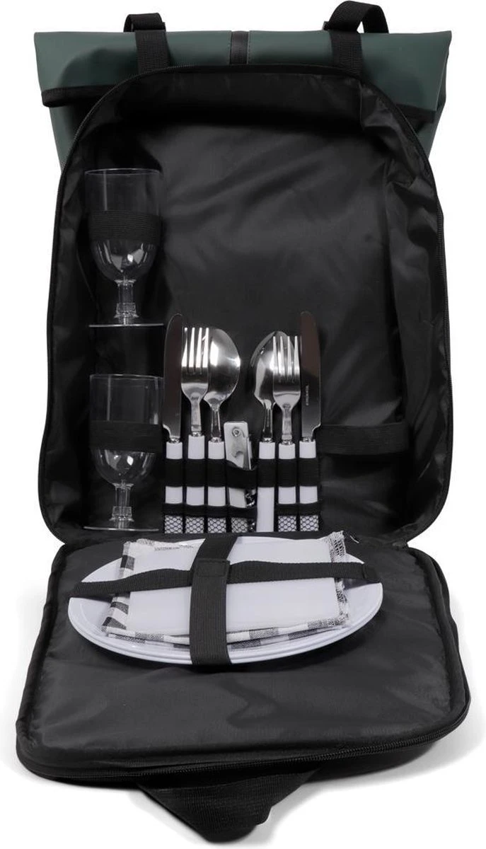 Norländer Picknick Rugtas - Koeltas - Inclusief Bestek - Groen - Afbeelding 4