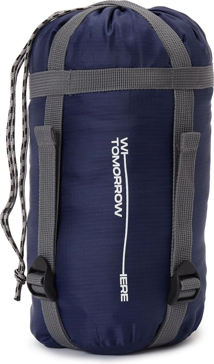 Where Tomorrow Outdoor Slaapzak | Klein En Zacht | 220 X 80 Cm X 50 Cm, Inclusief Opbergzak |ingepakt 26 X 14 Cm | 700g | Marineblauw - Afbeelding 2