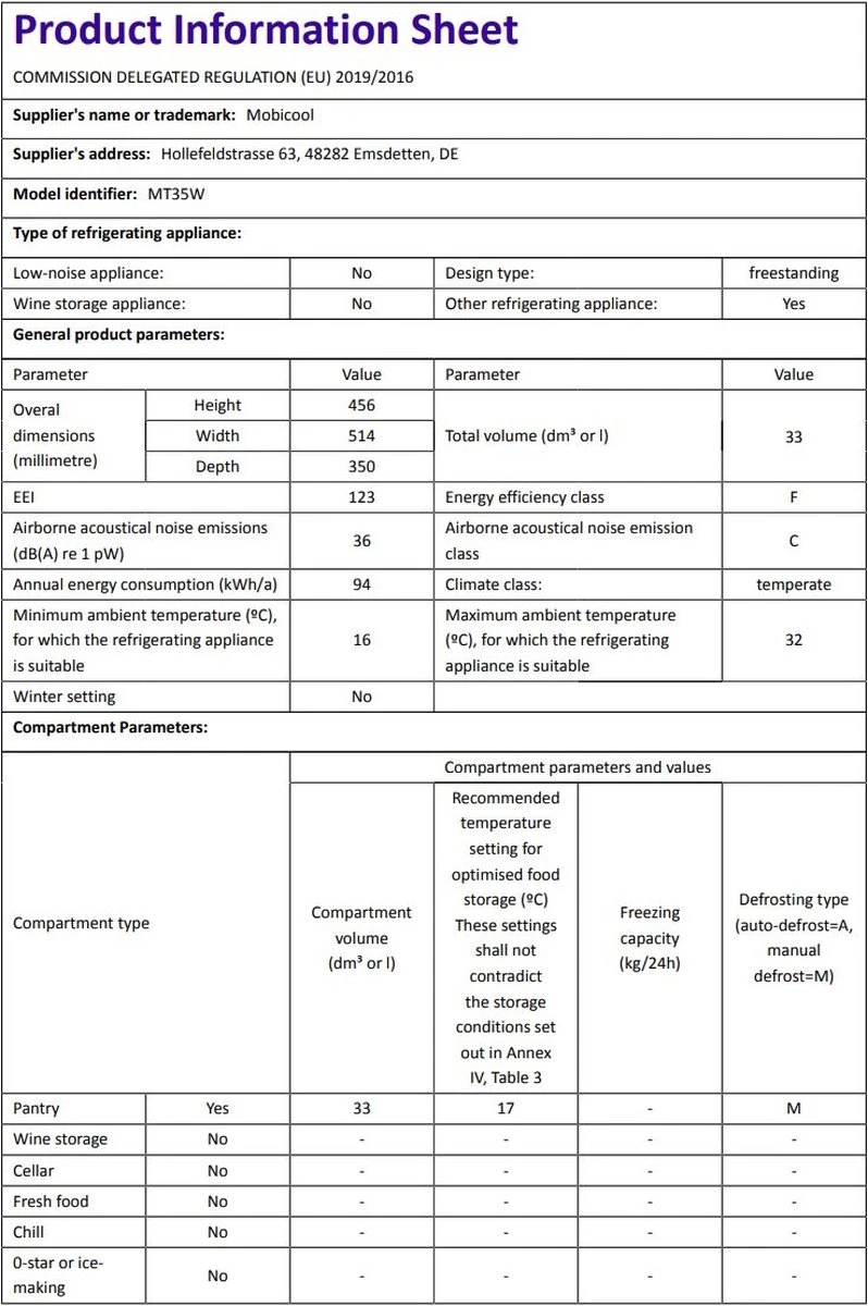 Mobicool MT35W AC/DC - Koelbox Peltier - Blauw - Afbeelding 15