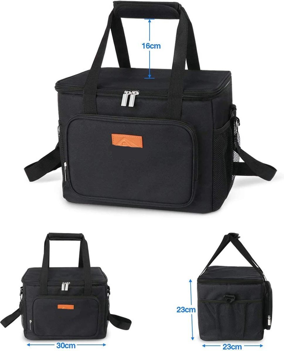 Lunchtas - Koeltas Voor Dames En Heren - Cool Bag - 4 Laags Geïsoleerde Koeltas - Kleine Cooler - Lunch Box - Lunchtas 15 Liter- Zwart - Afbeelding 5