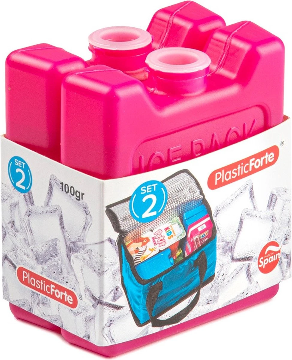 Voordeelset Van 2x Stuks Kleine Koelelementen 7 X 8 Cm In Het Roze Plastic