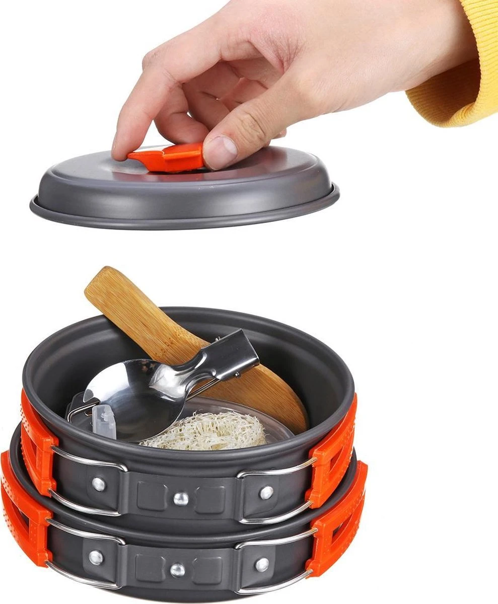 Camping Outdoor Kookset 13-delig Camping Servies En Pannen Pannenset Keukengerei - BPA-vrij & Geen Giftige Stoffen - Opvouwbaar & Licht - Ideaal Voor Reizen, Festival, Wandelen - Afbeelding 6